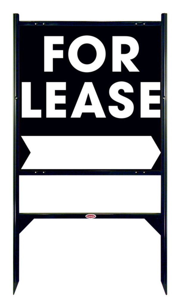 For Rent Angle Iron Sign Units with Large, Bold Text, 24h x 24w, Black